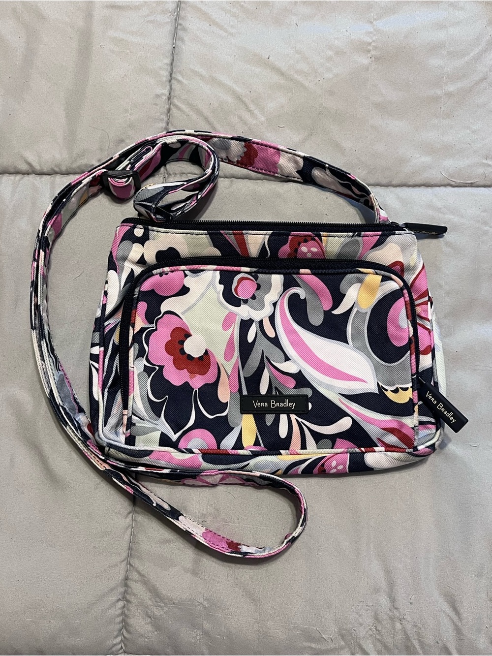 Vera Bradley Navy and Pink Floral Crossbody Bag